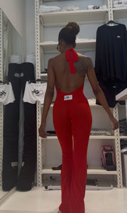 RED V JUMPSUIT LIGHTWEIGHT LYCRA
