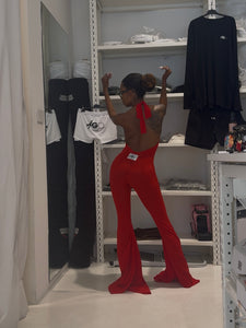 RED V JUMPSUIT LIGHTWEIGHT LYCRA