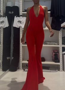 RED V JUMPSUIT LIGHTWEIGHT LYCRA
