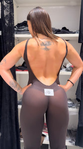 DARK BROWN COLOR FLARED TANK TOP JUMPSUIT LIGHTWEIGHT LYCRA