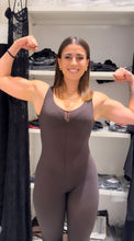 Carica l&#39;immagine nel visualizzatore di Gallery, DARK BROWN COLOR FLARED TANK TOP JUMPSUIT LIGHTWEIGHT LYCRA
