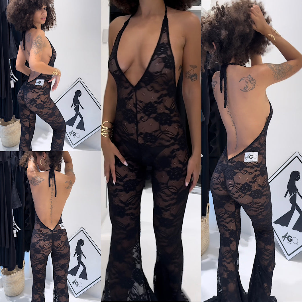 PRE-ORDER BLACK LACE V JUMPSUIT