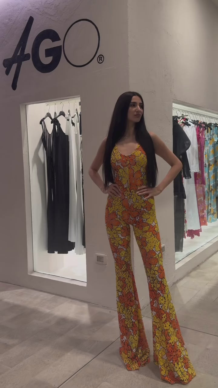 ORANGE & YELLOW FLOWERS JUMPSUIT