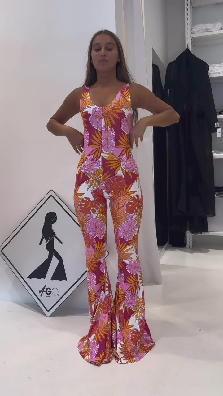 TANK TOP PINK LEAF JUMPSUIT